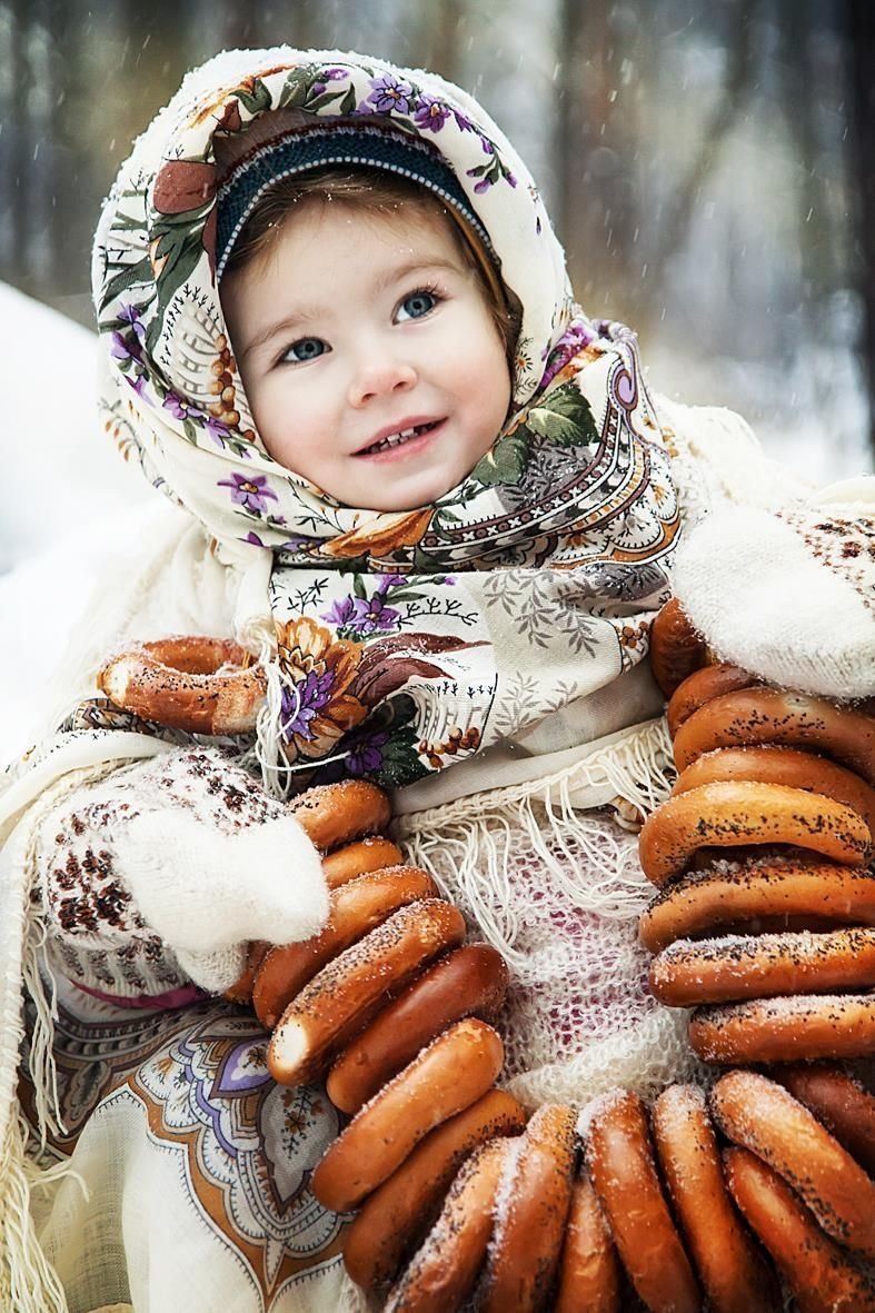 Фотосессия в русском народном стиле зимой для детей
