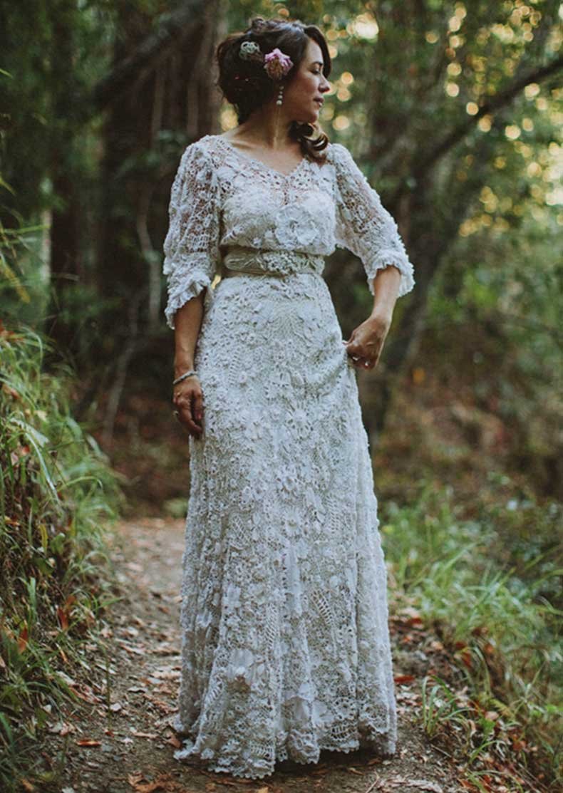 Вязаное свадебное платье в стиле бохо