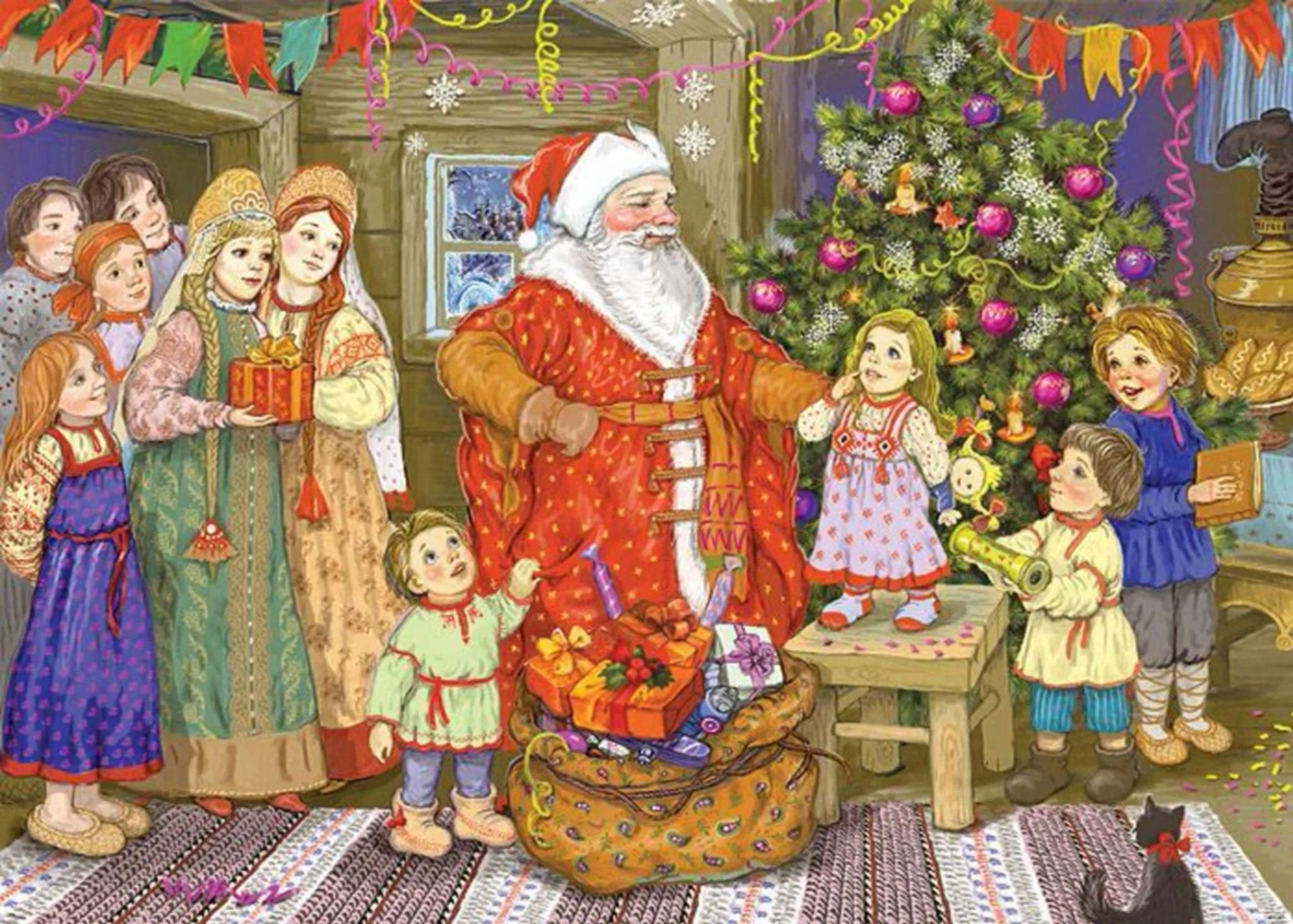 Свята новы год. Новогодний праздник. Рождественская елка на Руси.