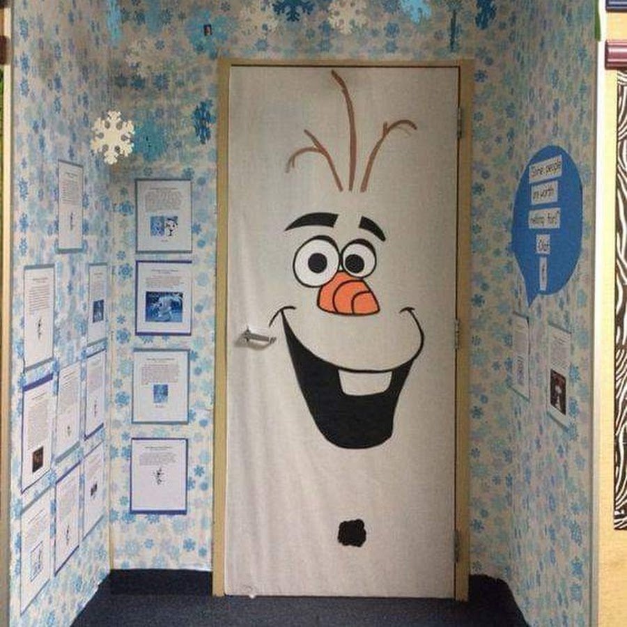 Украшение дверей к новому году в детском саду