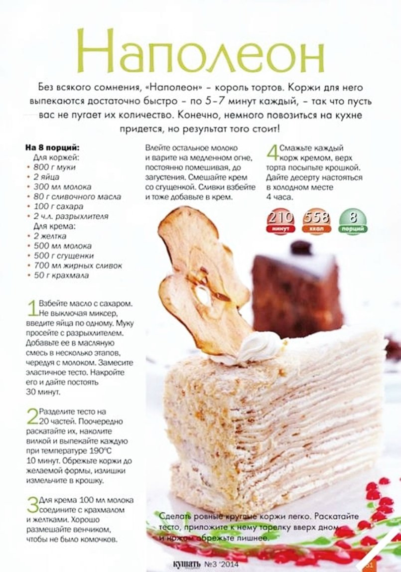 Рецепт торта письменно