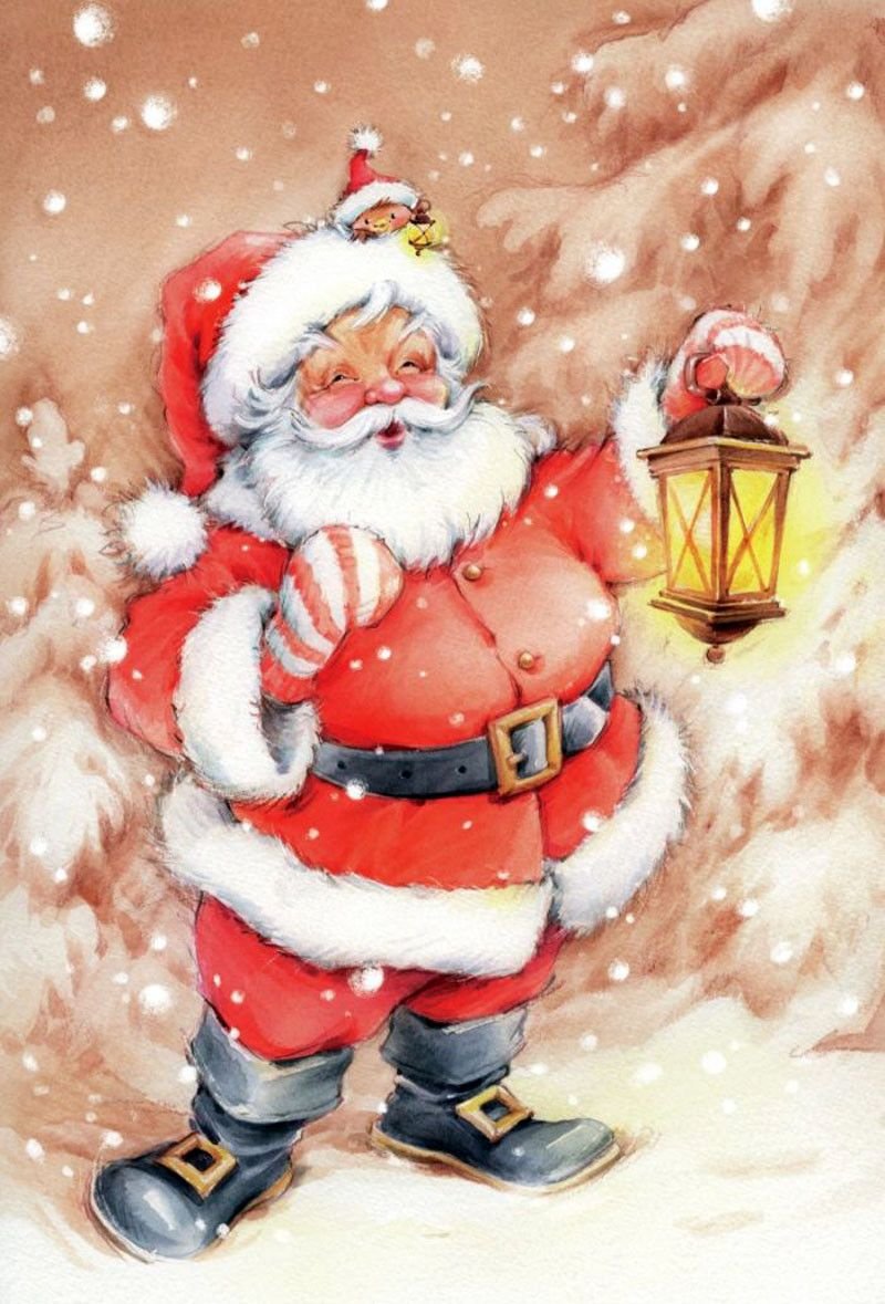 Новогодние открытки с Санта Клаусом