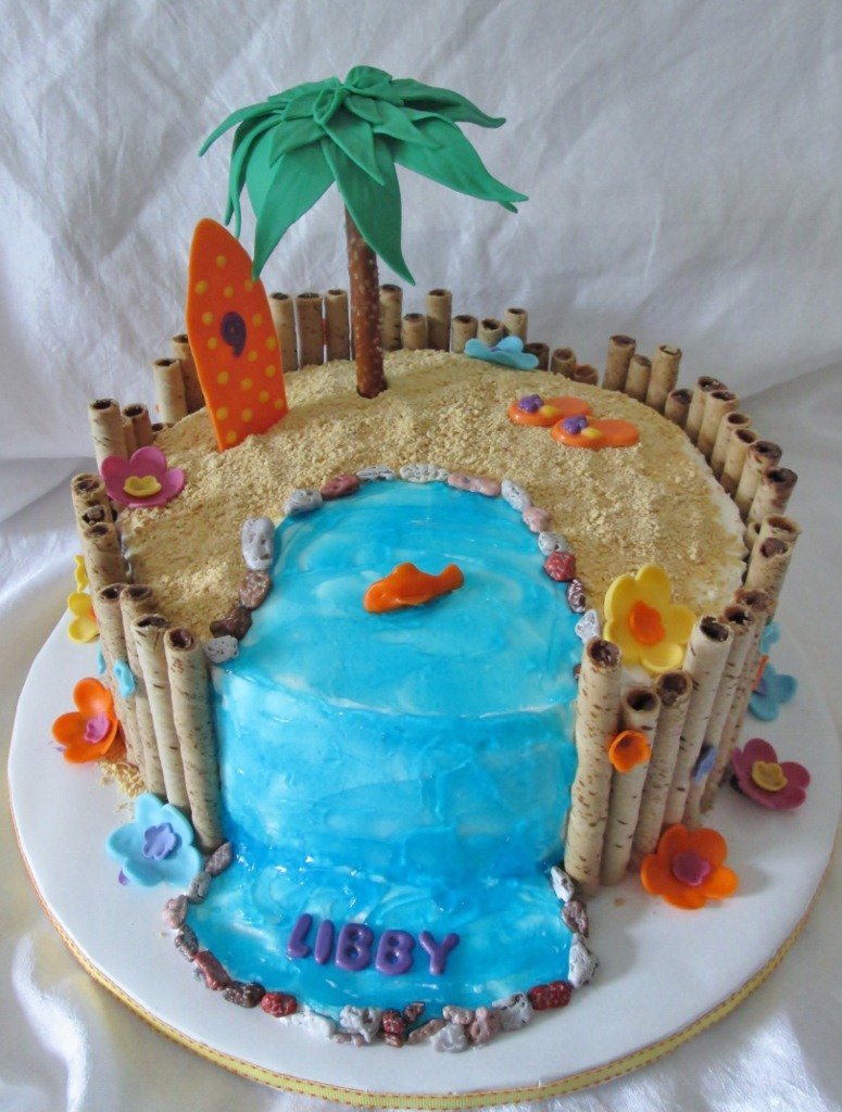 Торт с пальмами и морем