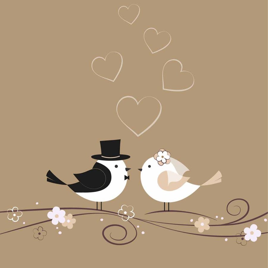 Пригласительные на свадьбу с птичками