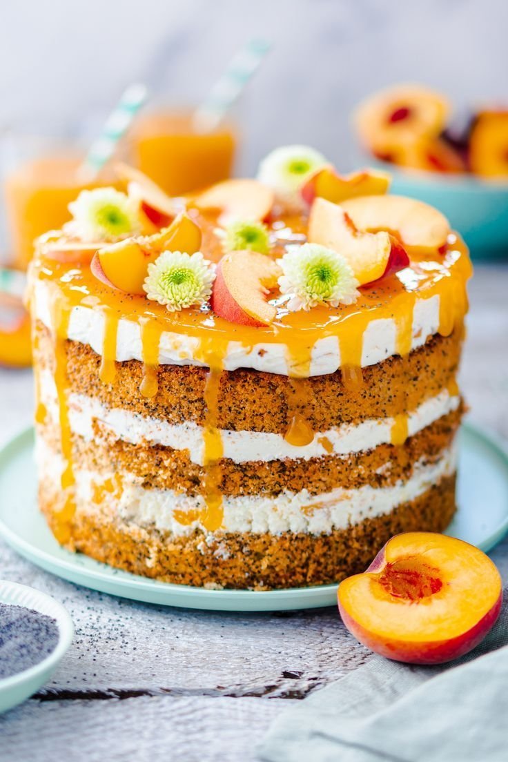 Украшение персикового торта