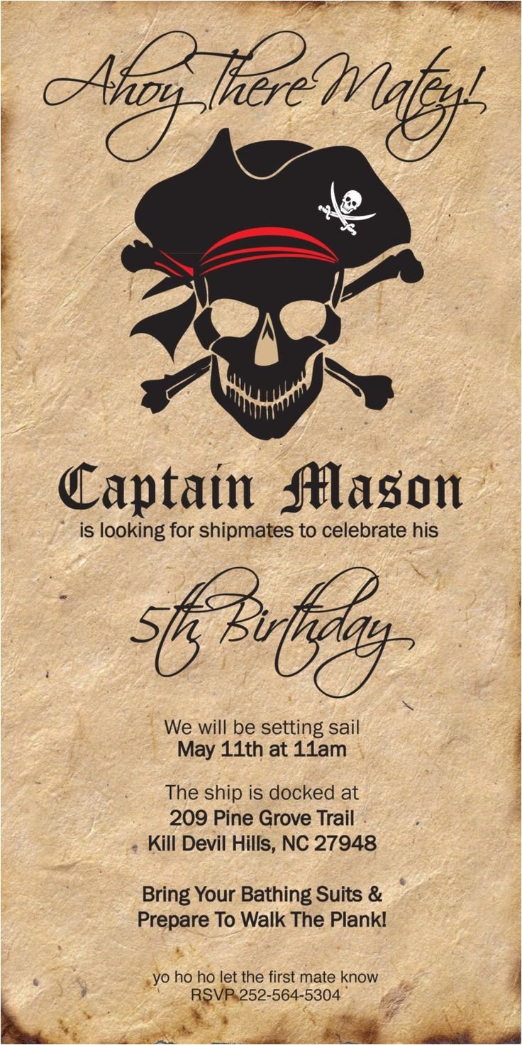 Приглашение на пиратскую вечеринку