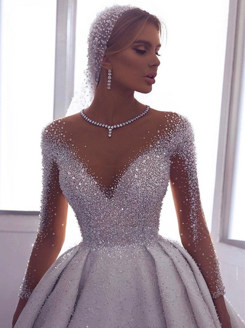 Серебристое свадебное платье