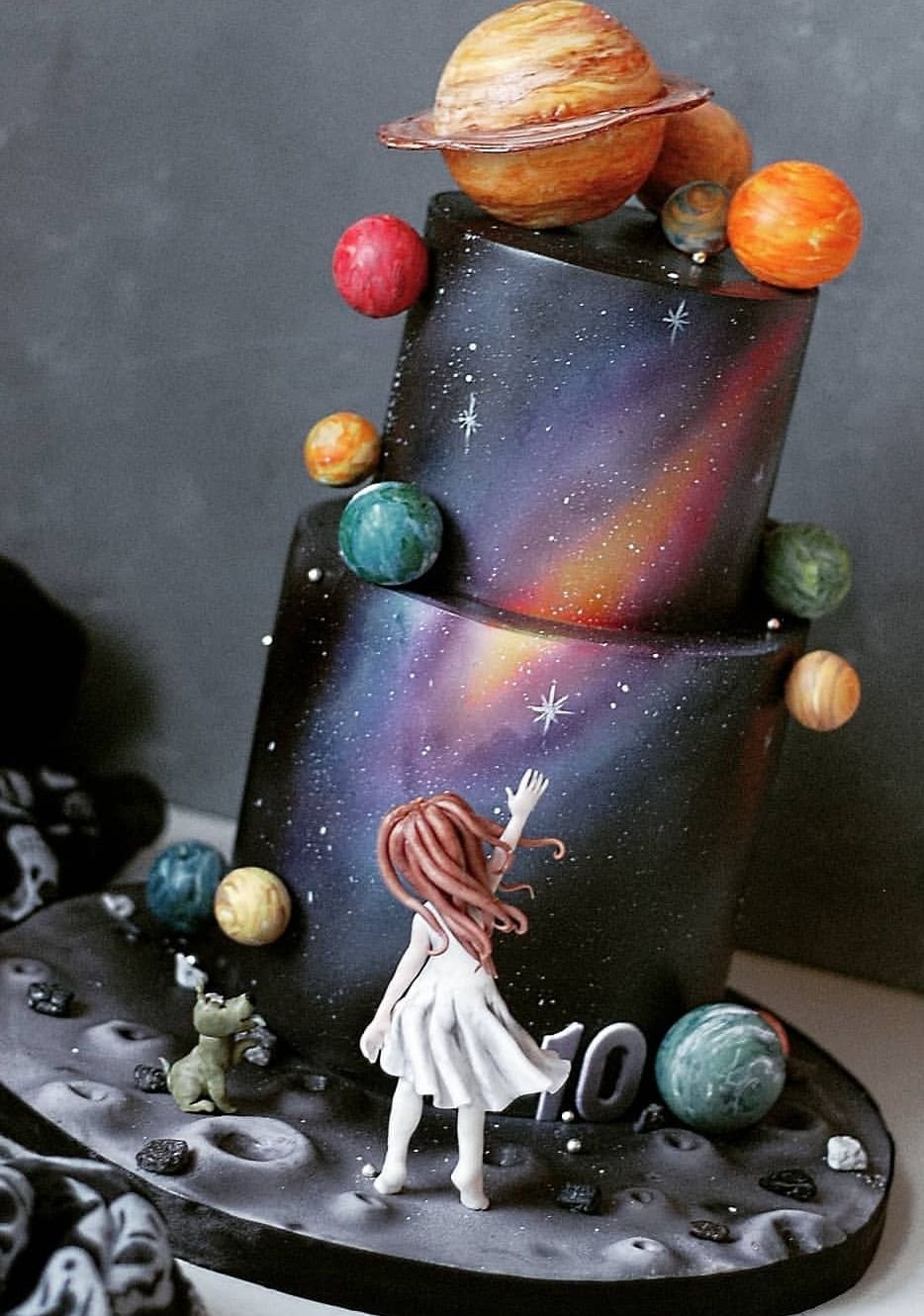 Торт бирюзово космический