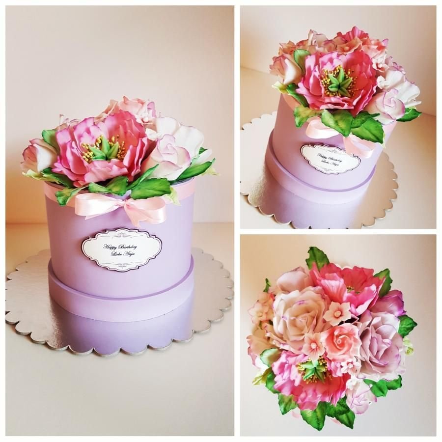 Торт коробка с цветами