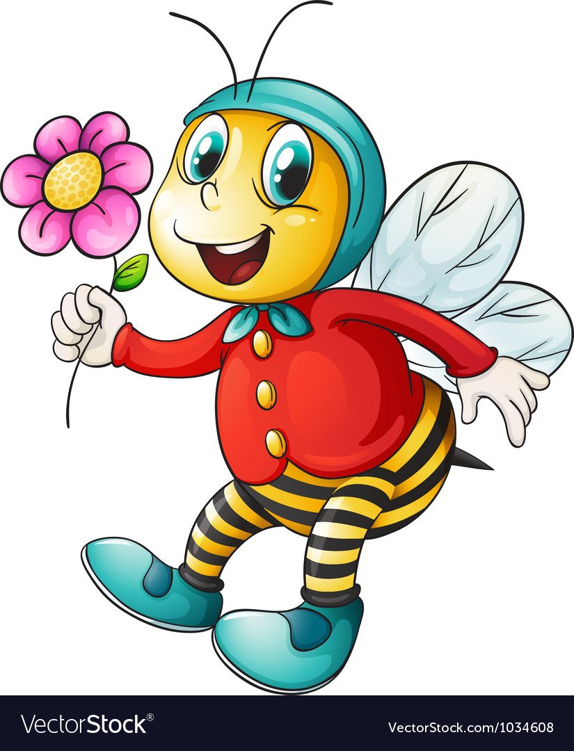 Пчелка мультяшная на белом фоне