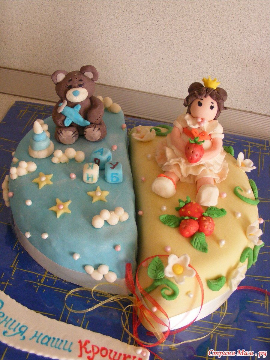 Двойной торт для мальчика и девочки