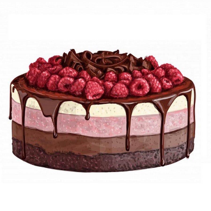 Шоколадный торт акварель