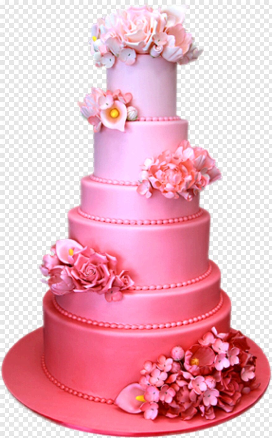 Розовый трехъярусный торт