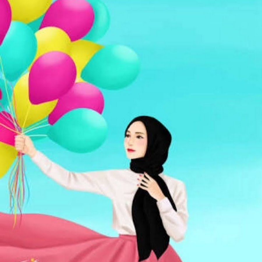 Девушка в хиджабе с шариками