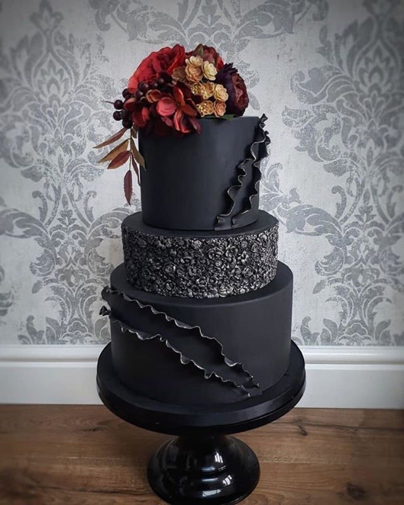 Черно белый торт на свадьбу