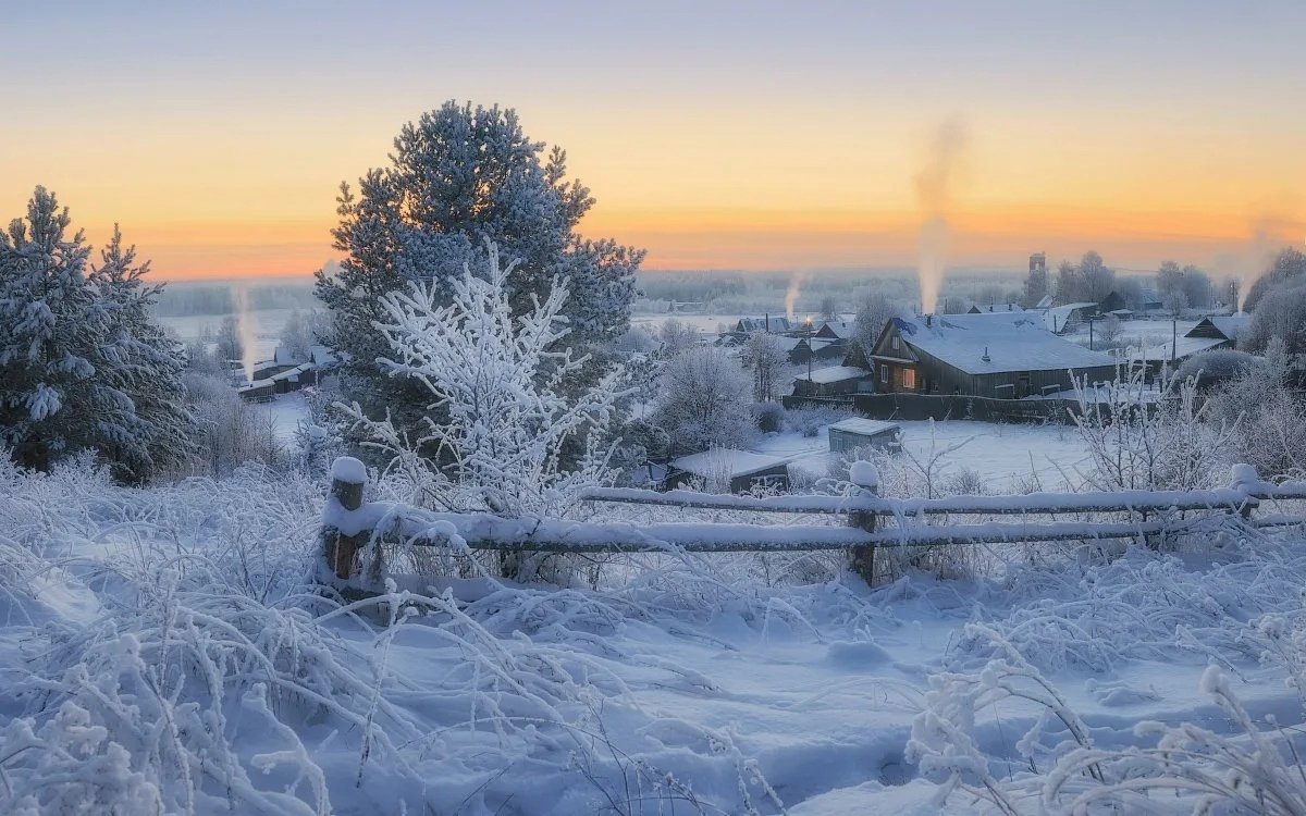 Сильный утренний мороз. Зимняя деревня. Зима в деревне. Деревня зимой. Утро в деревне зимой.