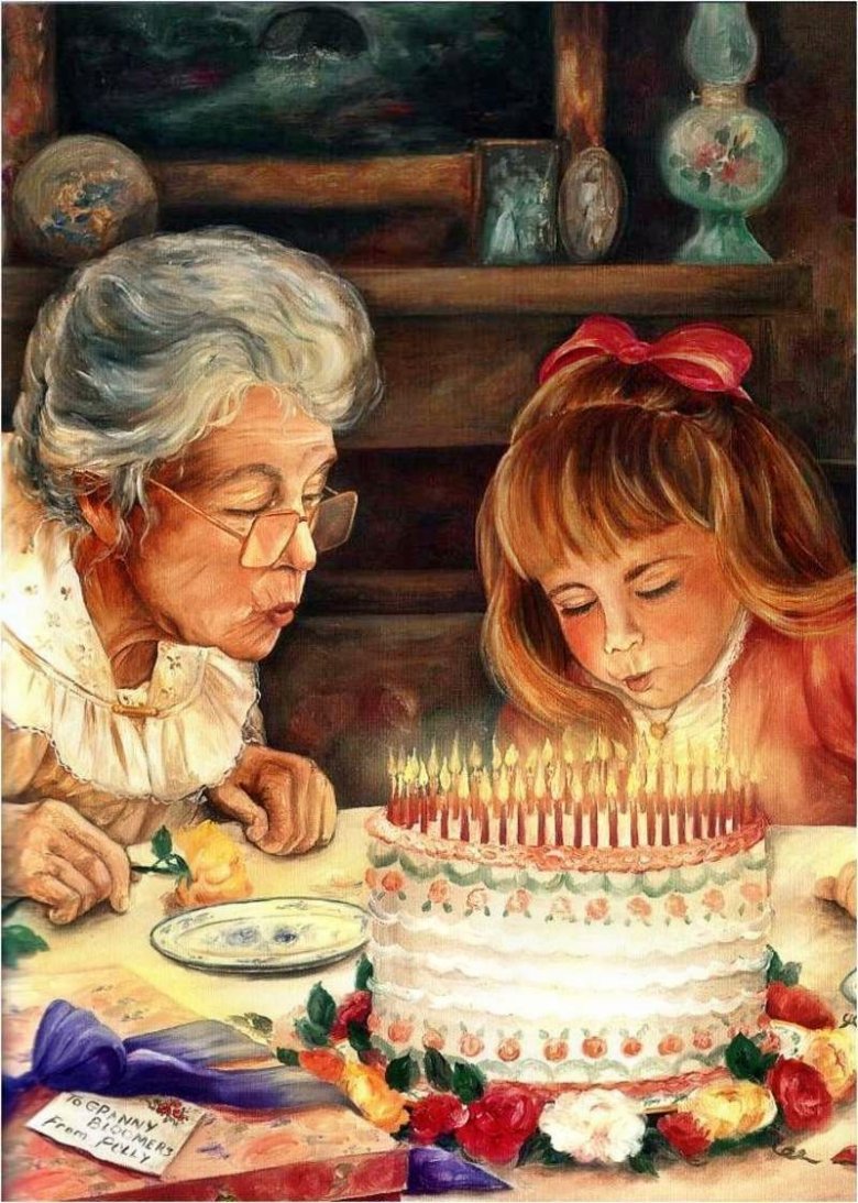 Бабушка и внучка картина
