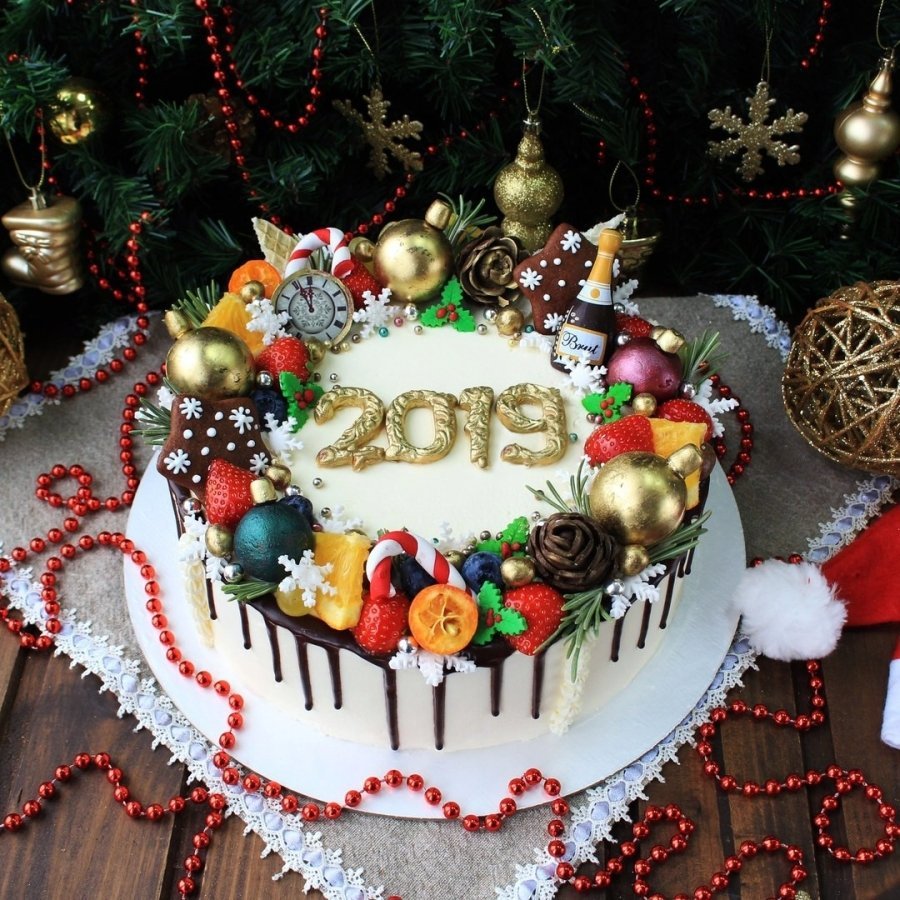 Украшение торта на новый год