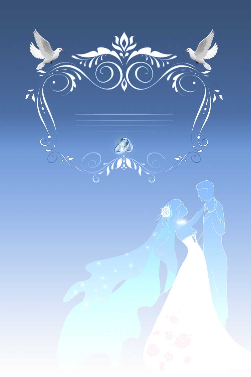 Синий свадебный фон для пригласительных