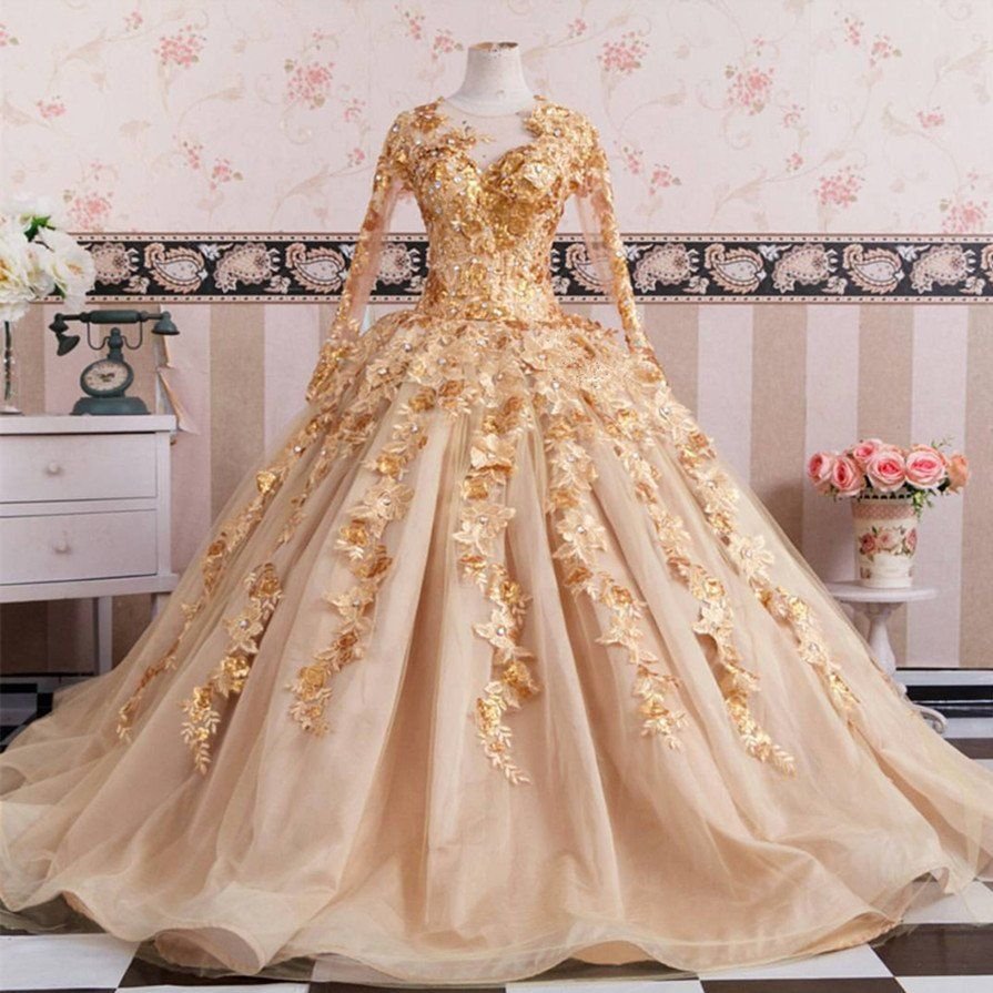 Свадебное платье с золотом