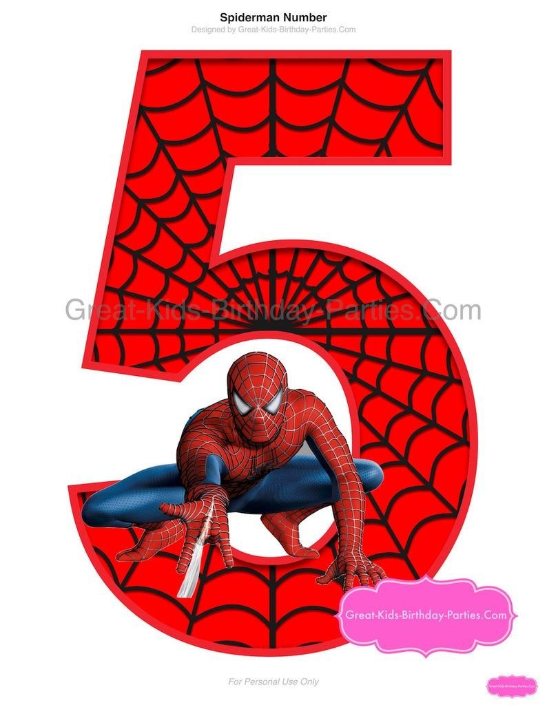 Цифра 5 в стиле человек паук