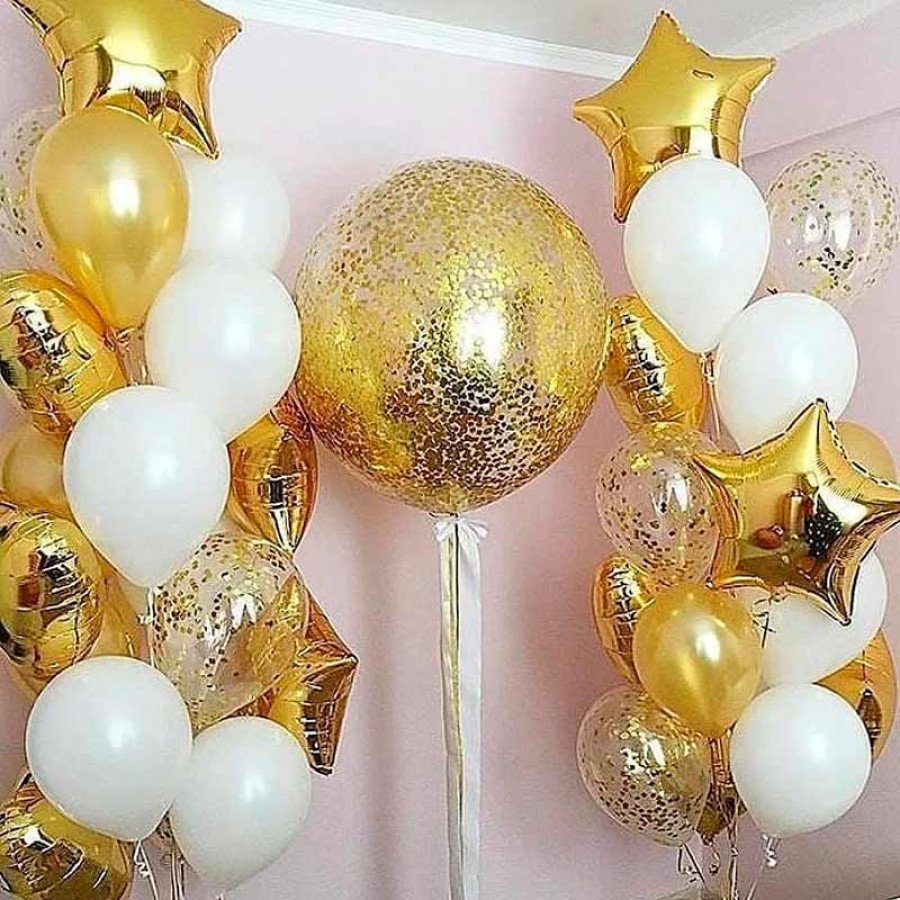 Воздушные шары в золотом цвете