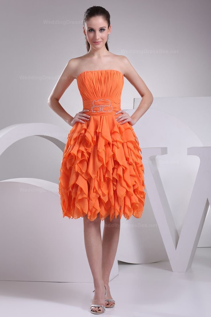 Оранжевое платье на свадьбу гостье