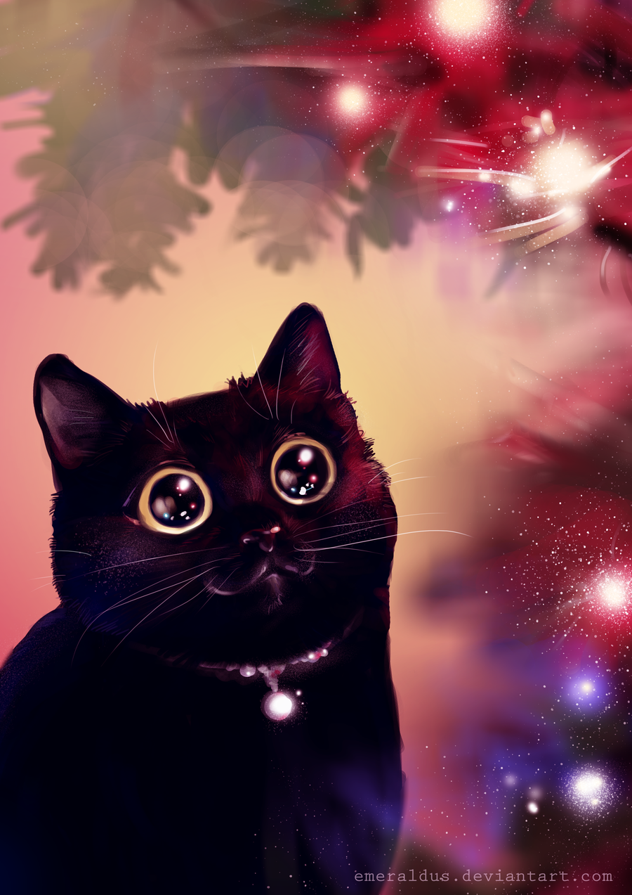 Новогодняя открытка с котом