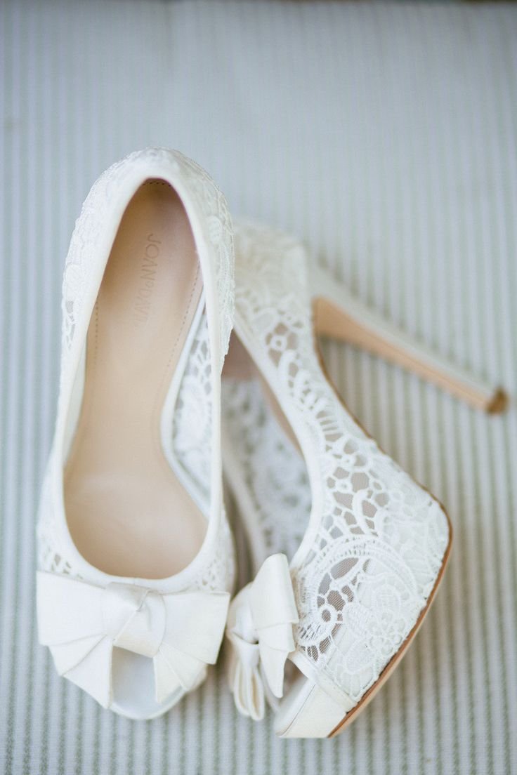 Белые Свадебные туфли бабочки