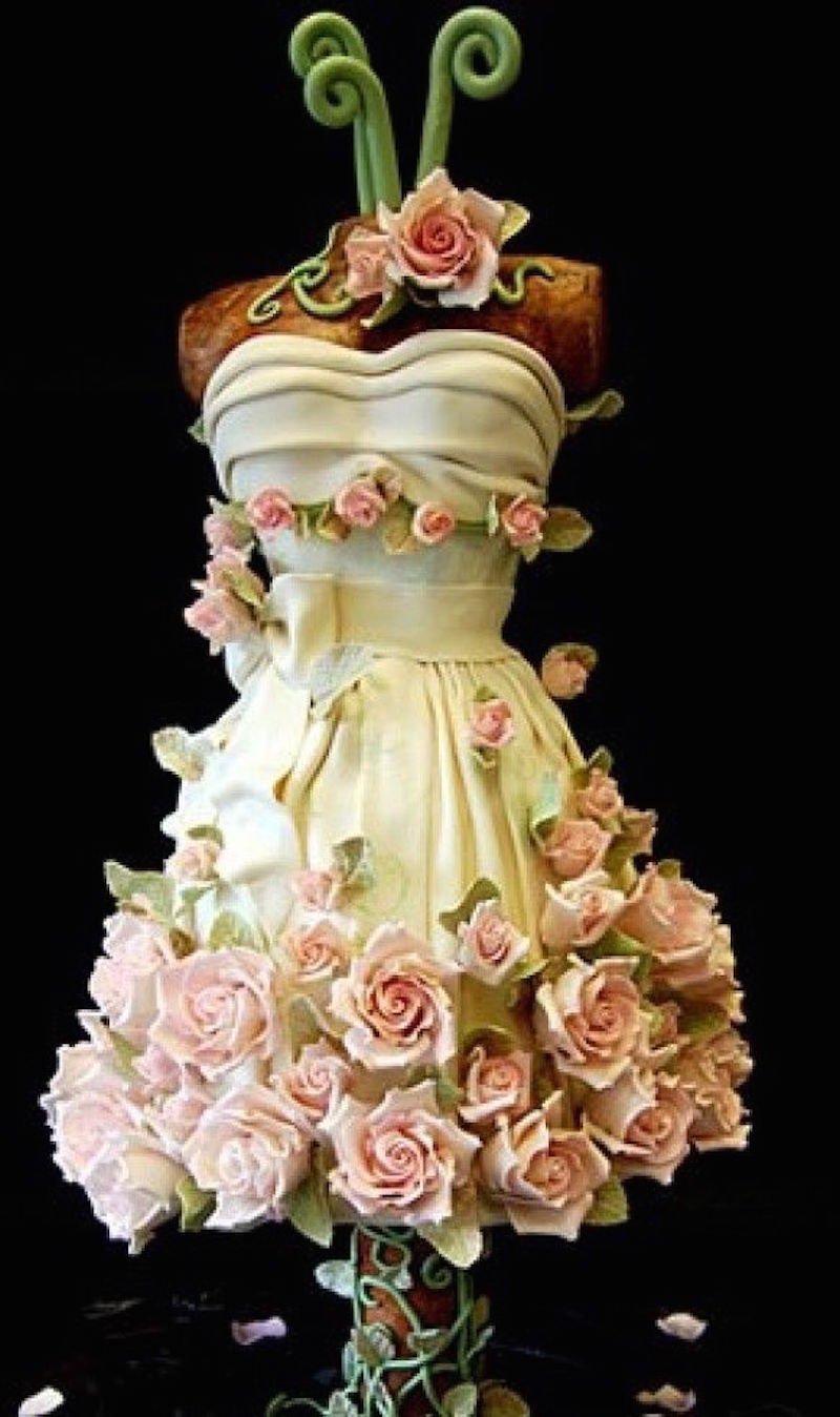 Двухцветное платье торт