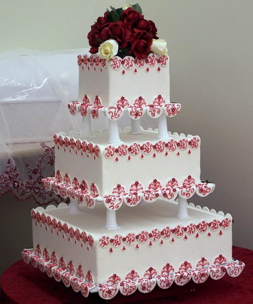 Свадебный торт квадратный одноярусный