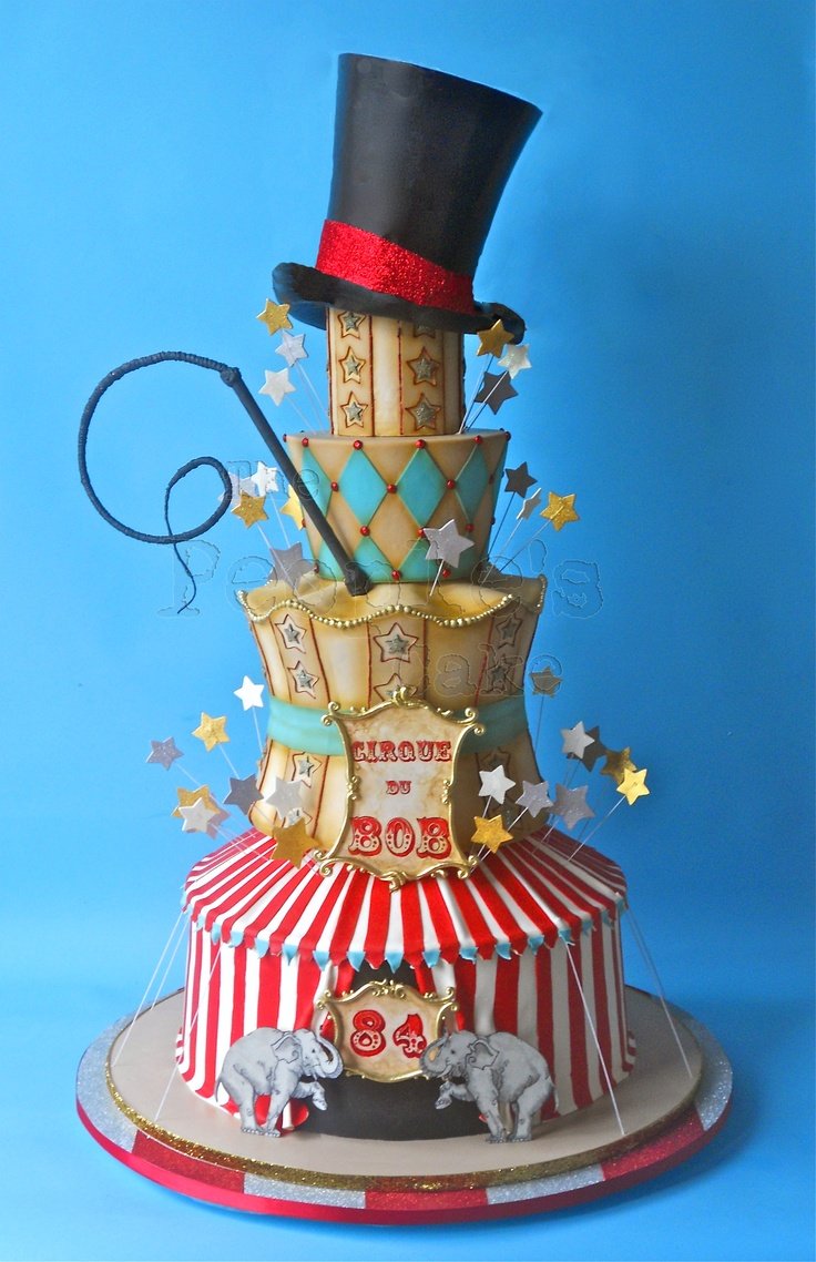 Двухъярусный торт в стиле цирка