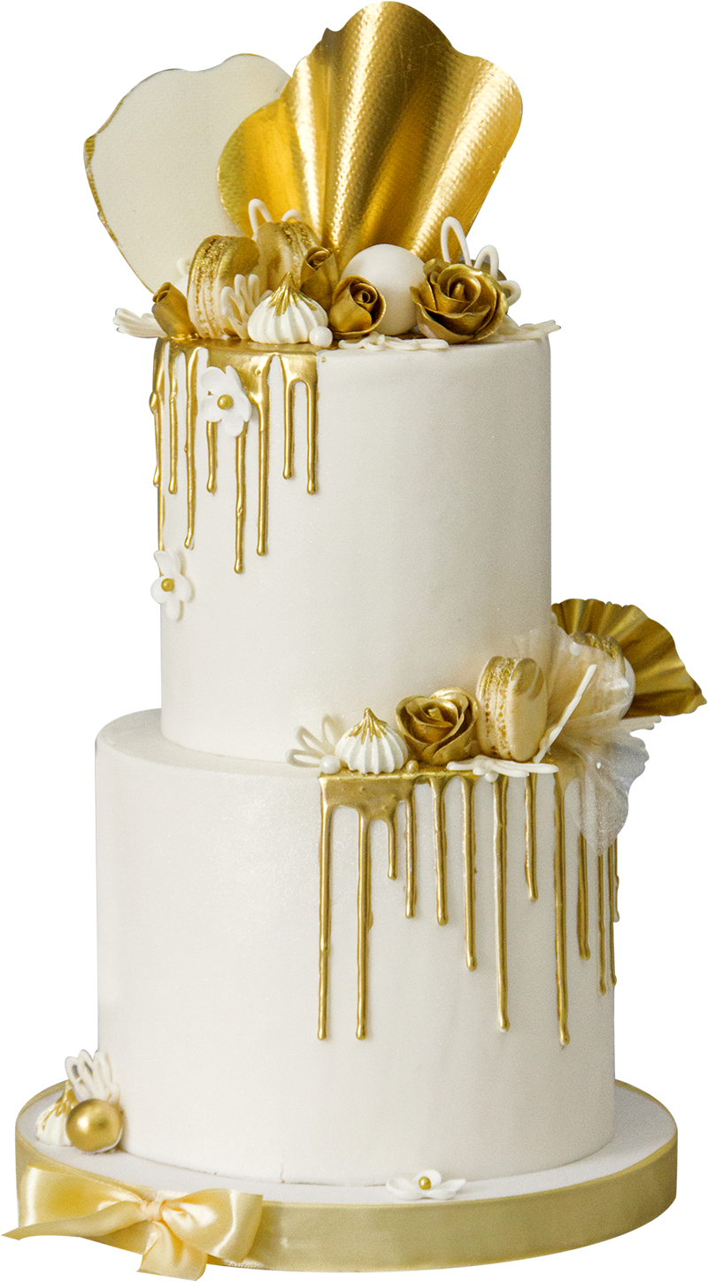 Торт бело золотой на день рождения