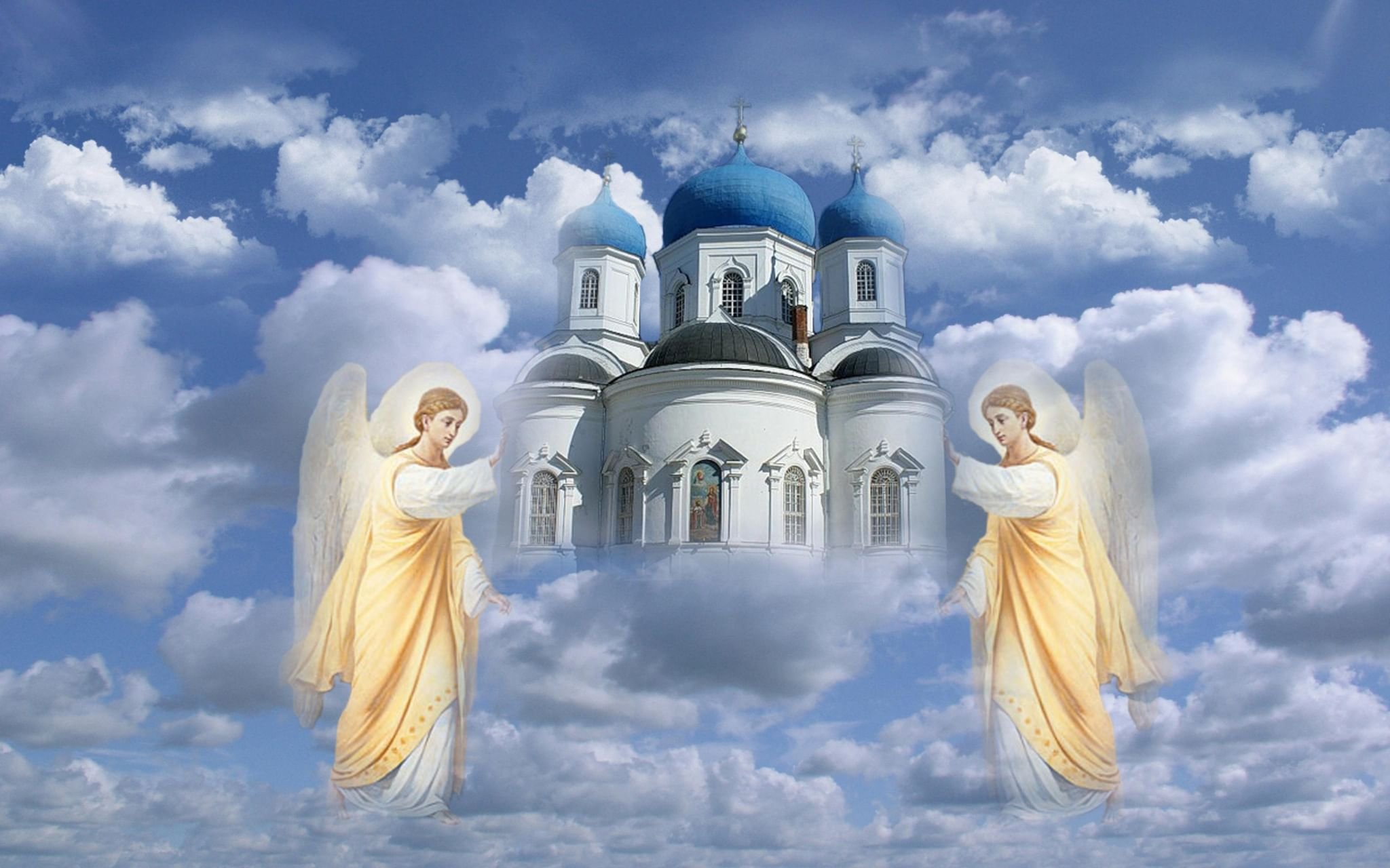 Слава божья москва. Небесный храм. Небесные ангелы. Церковная тематика. Храмы Божьи на небе.