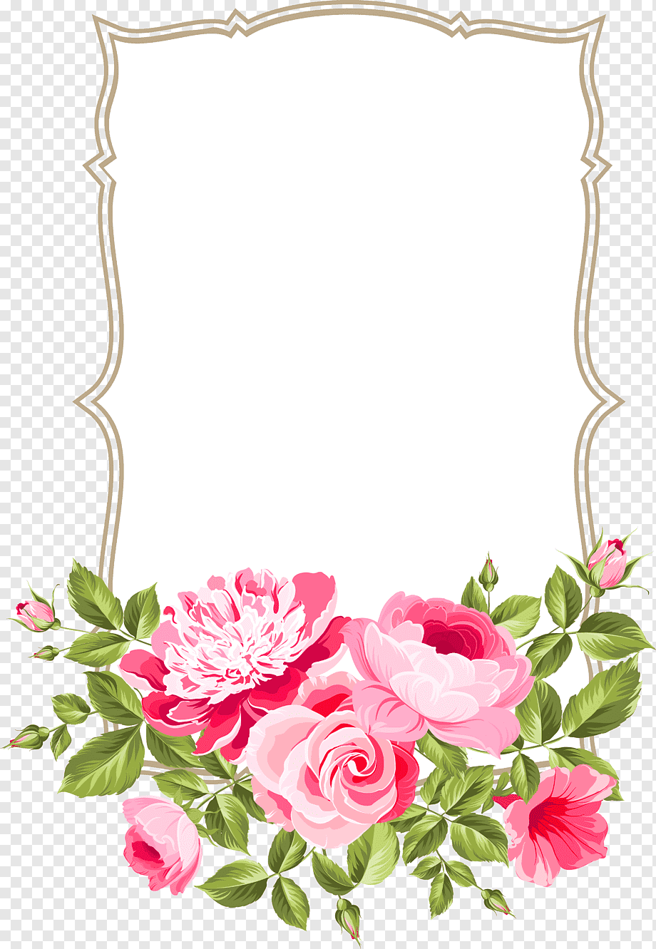 Рамка с розами на прозрачном фоне