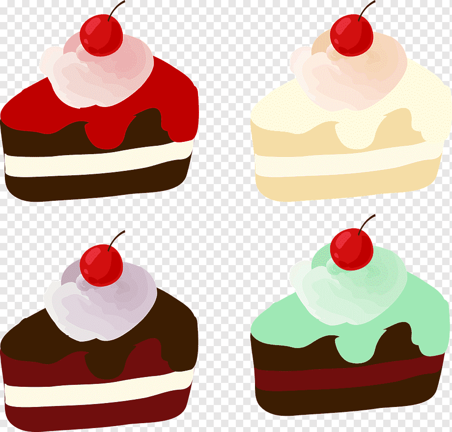 Клипарт кусочек торта акварель