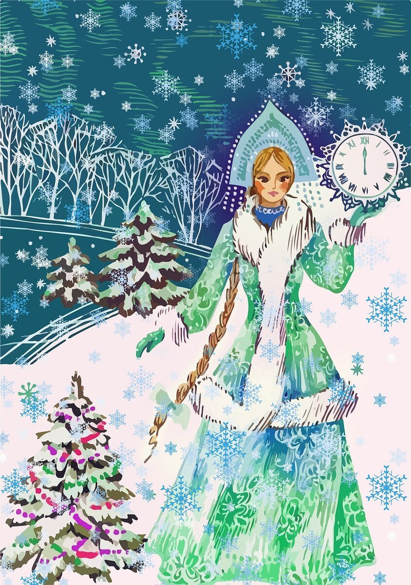 Новогодние открытки со Снегурочкой