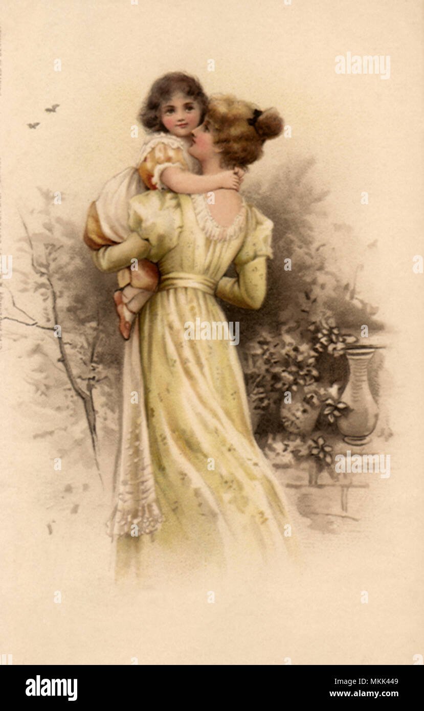 Винтажные открытки мама с ребенком