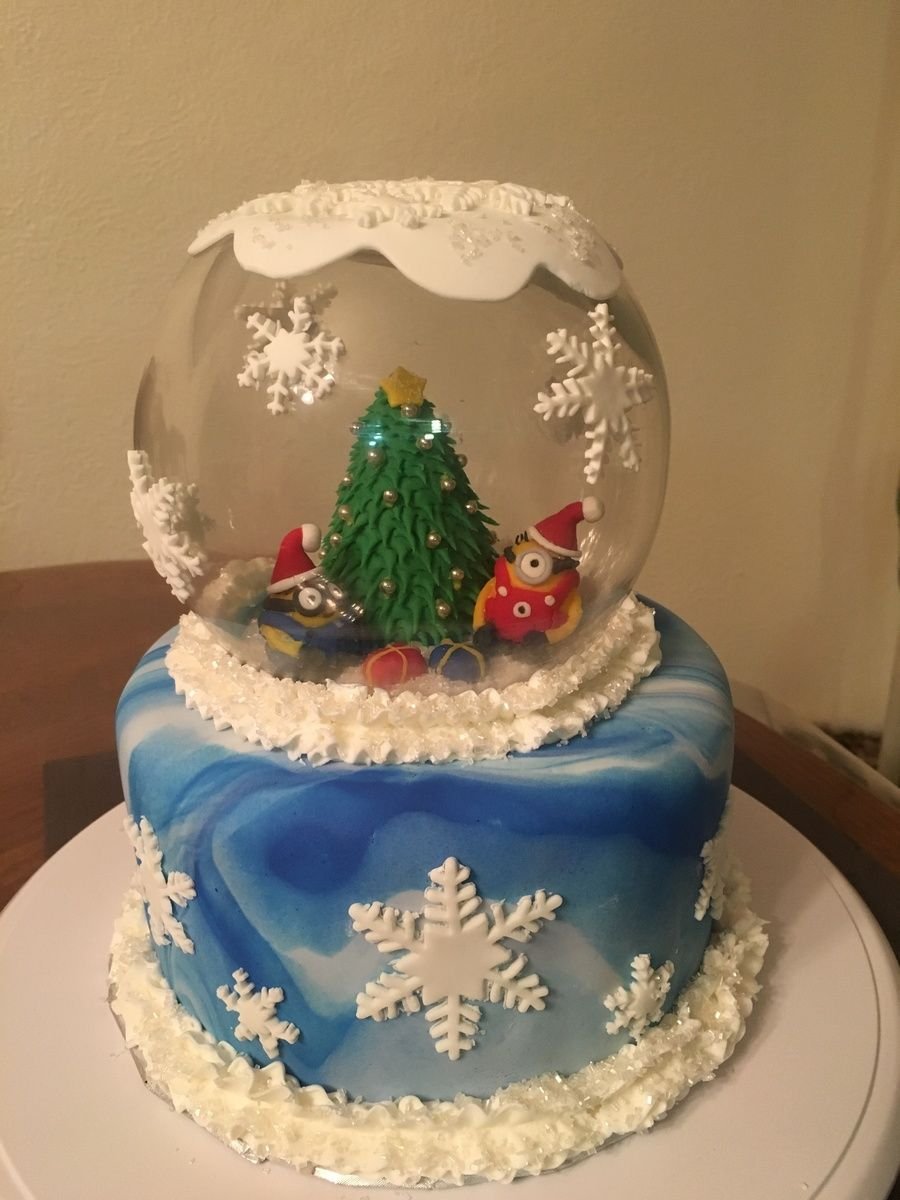 Торт в виде снежного шара