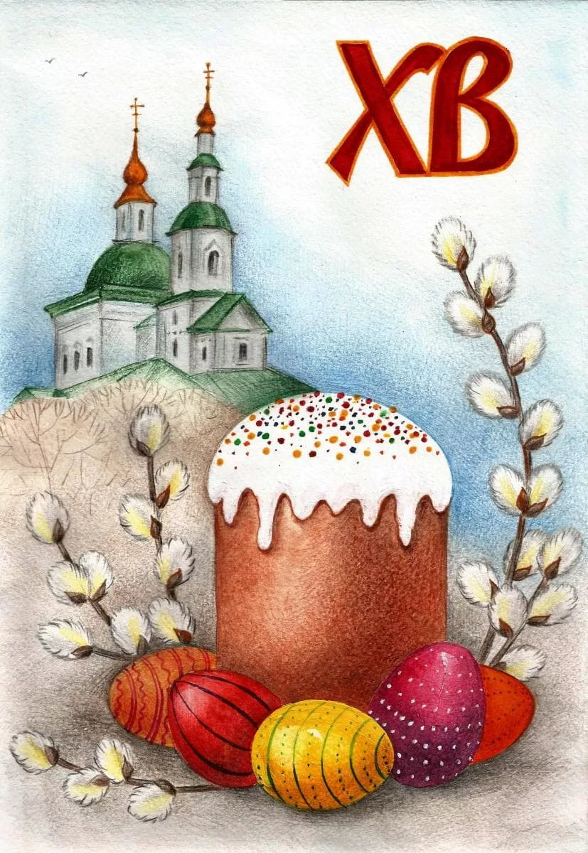 Рисунок на тему Пасха