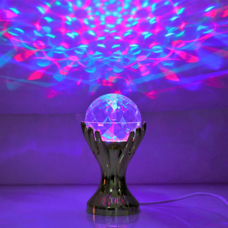 Вращающаяся led диско-лампа "Full Color Rotating Lamp" золотой корпус