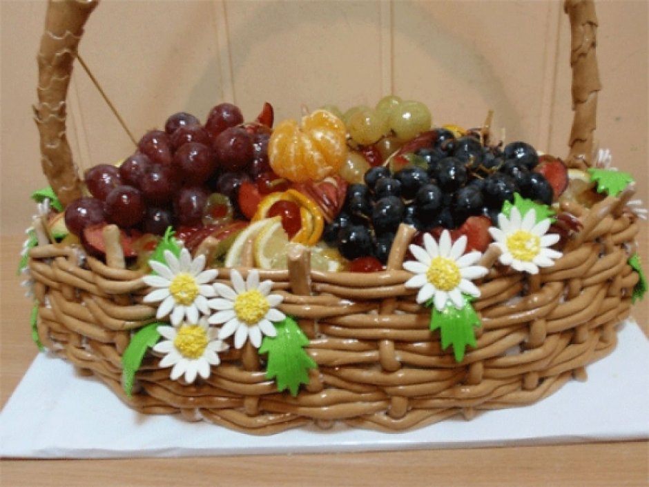 Торт корзинка с грибами