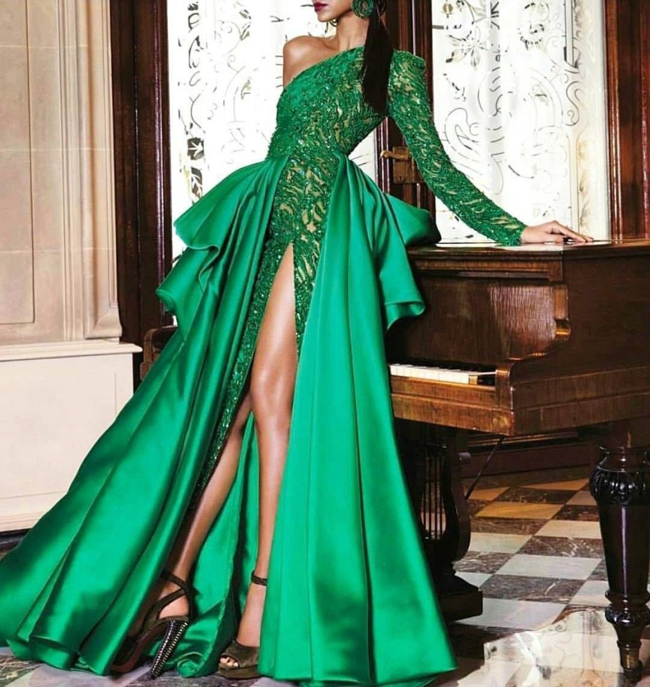 Изумрудное платье в пол Zuhair Murad
