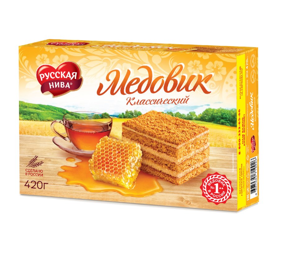 Торт медовик классический русская Нива 340г