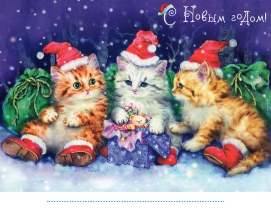 Новогодние открытки с котятами