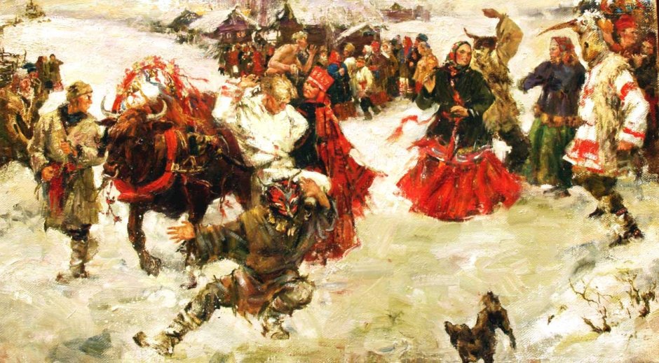 Сжигание чучела Масленицы Васнецов
