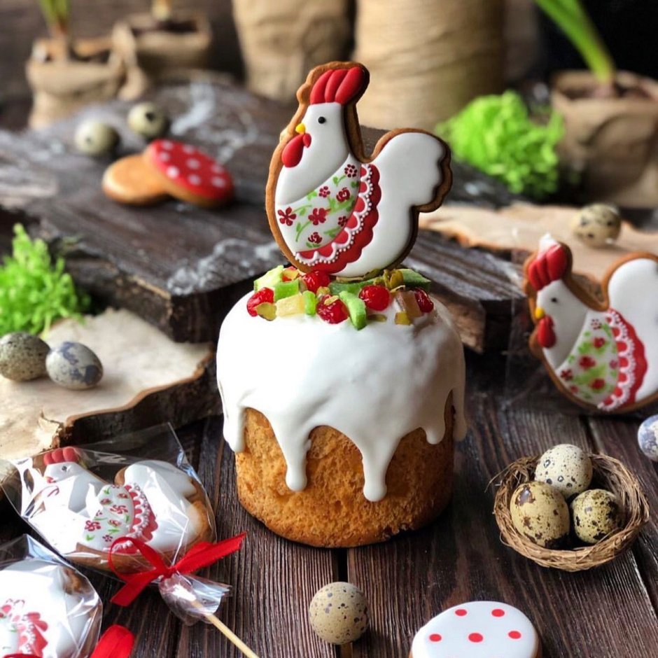 Украшение куличей пряниками