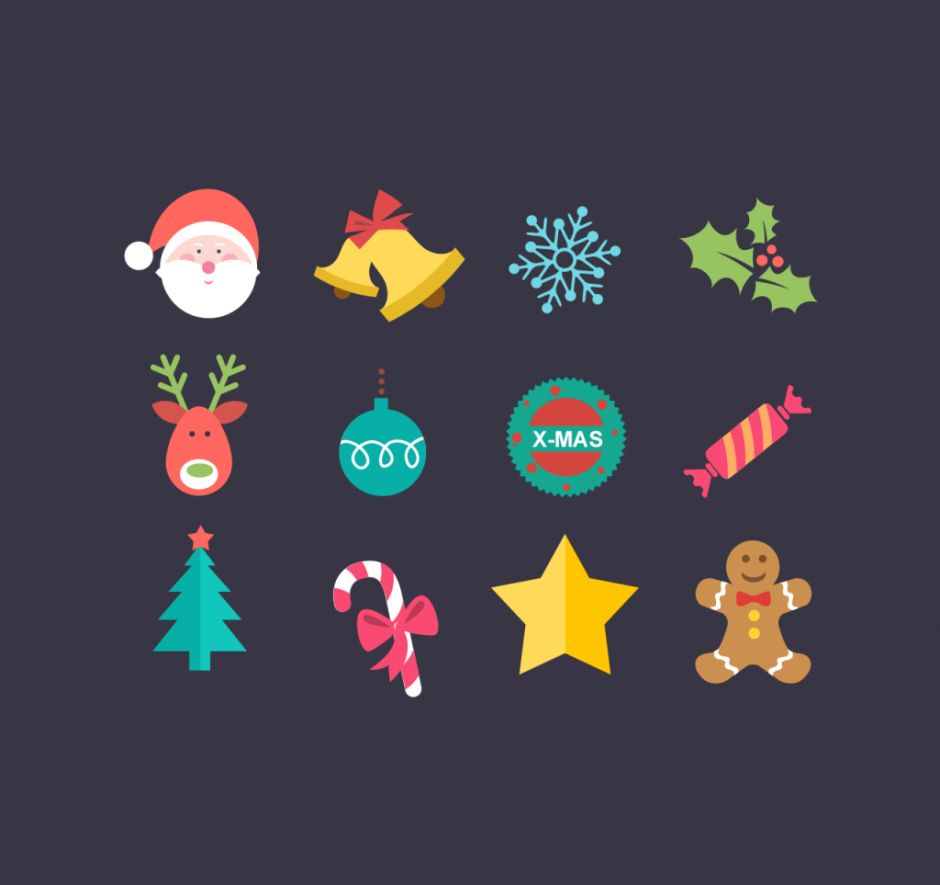 Новогодние игрушки в стиле Flat Design