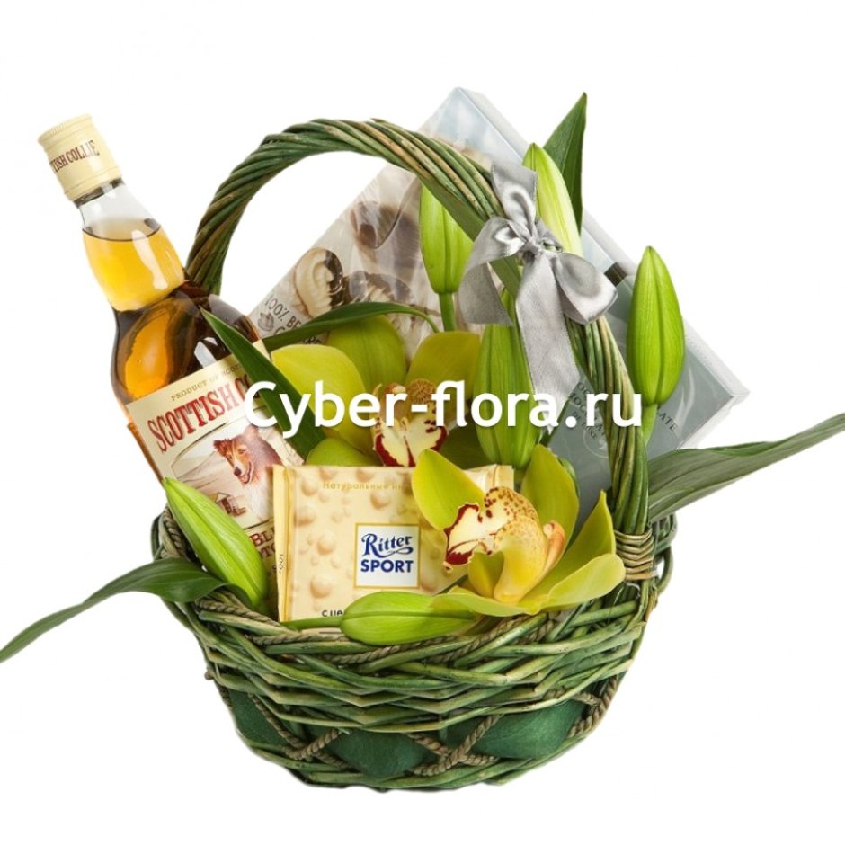 Мужская корзина с цветами