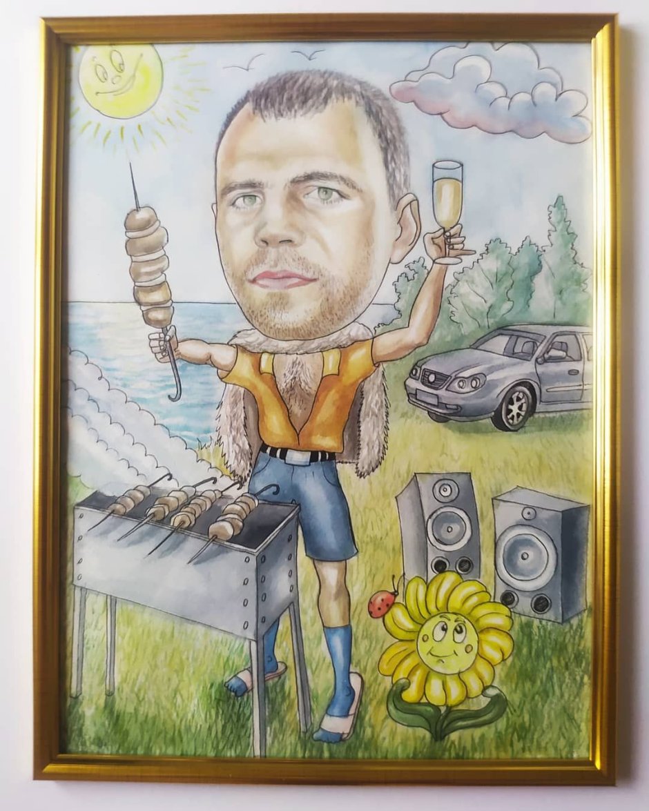 Шарж акварелью